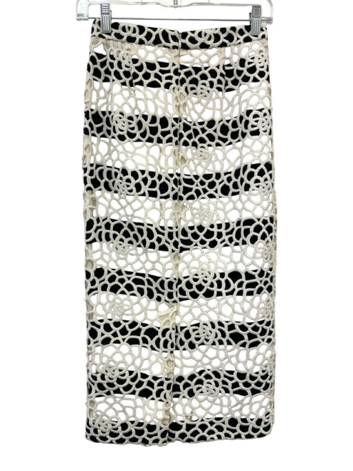 A.L.C. Size 2 Black & White Polyester Midi Skirt Black & White / 2