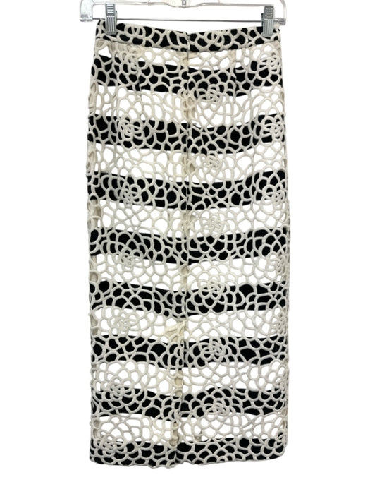 A.L.C. Size 2 Black & White Polyester Midi Skirt Black & White / 2