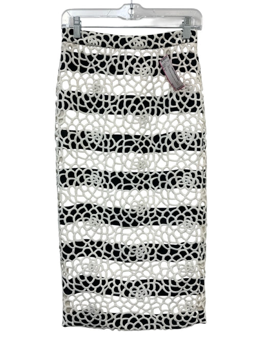 A.L.C. Size 2 Black & White Polyester Midi Skirt Black & White / 2
