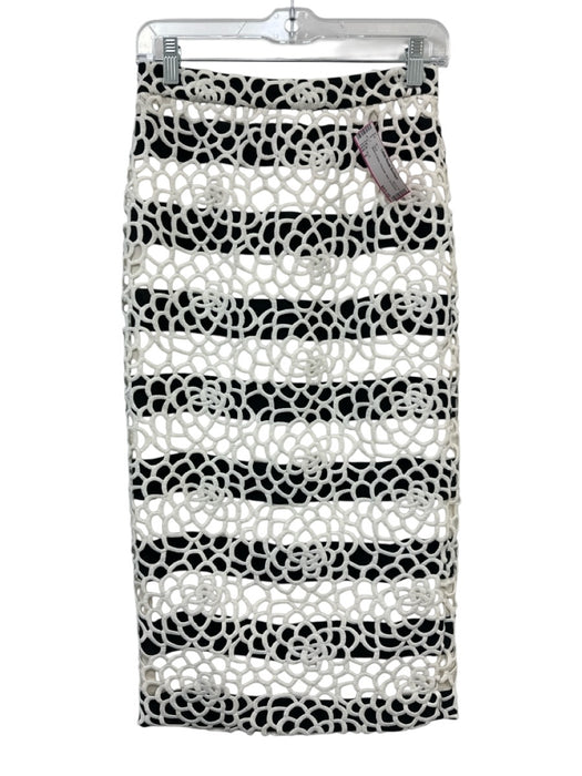 A.L.C. Size 2 Black & White Polyester Midi Skirt Black & White / 2