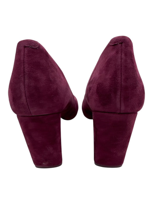 Tory Burch Shoe Size 7 Plum Leather Suede Block Heel Goldtone Hardware Pumps Plum / 7