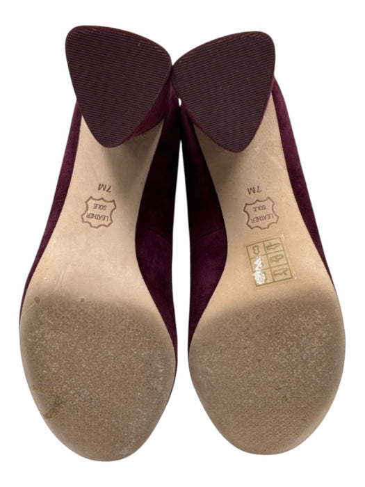 Tory Burch Shoe Size 7 Plum Leather Suede Block Heel Goldtone Hardware Pumps Plum / 7