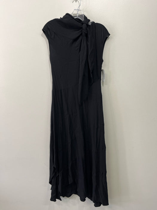 Ulla Johnson Size 4 Black Viscose Tie Neck Sleeveless Maxi Side Zip Dress