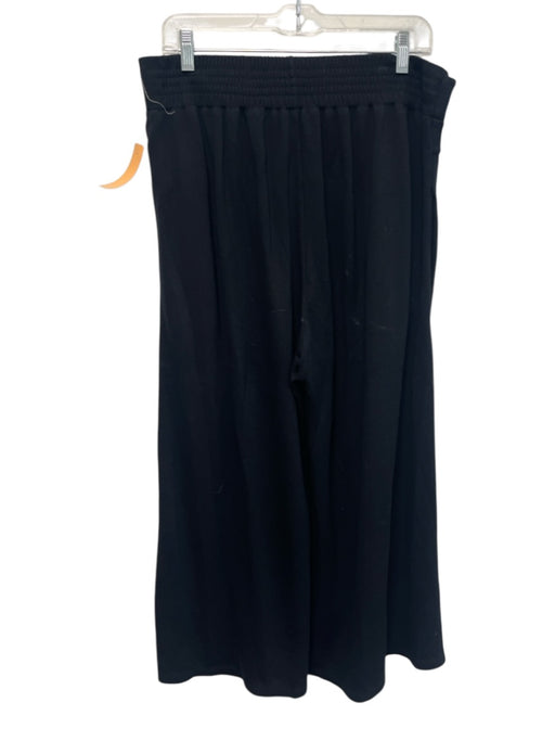 ett:twa Size Medium Black Rayon Blend Elastic Waist Button Front Pleated Pants Black / Medium