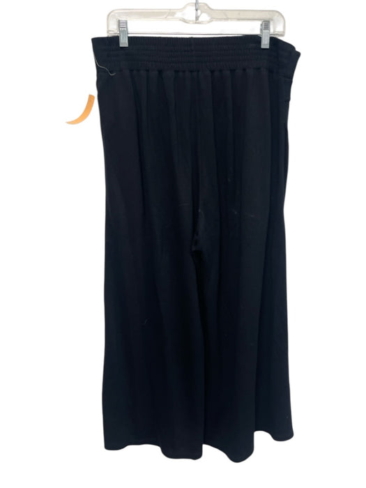 ett:twa Size Medium Black Rayon Blend Elastic Waist Button Front Pleated Pants Black / Medium
