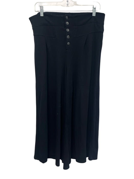 ett:twa Size Medium Black Rayon Blend Elastic Waist Button Front Pleated Pants Black / Medium