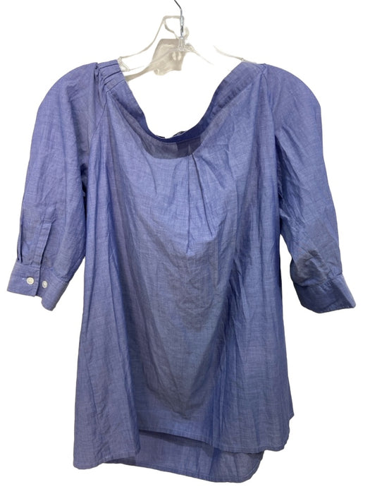 Theory Size M Blue Cotton Off Shoulder 1/2 Sleeve Top Blue / M