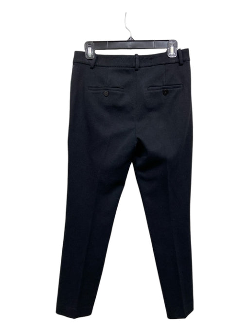 Theory Size 4 Black Ribbed Belt Loops Zip & Hook Straight Pants Black / 4