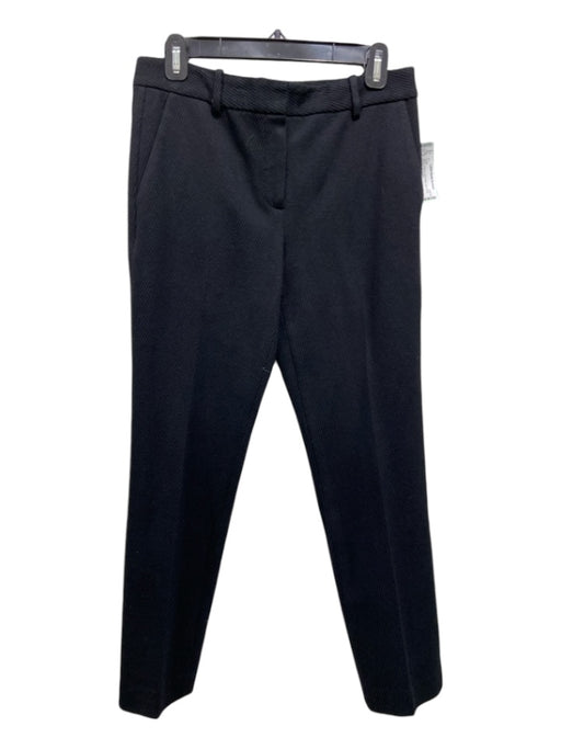 Theory Size 4 Black Ribbed Belt Loops Zip & Hook Straight Pants Black / 4