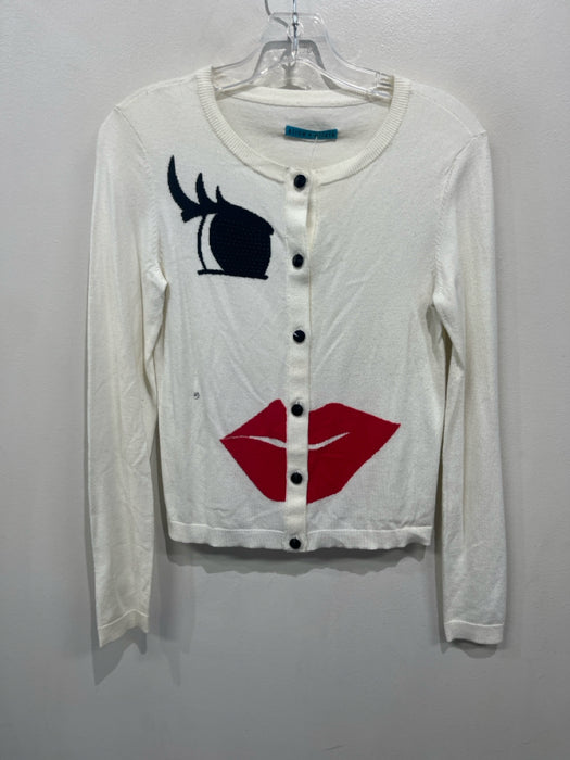 Alice + Olivia Size S White, Black, Red Missing Fabric Tag Button Down Cardigan