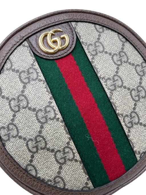 Gucci Brown, Green & Black Coated Canvas Top Zipper Gold Hardware Chain Bag Brown, Green & Black / Small