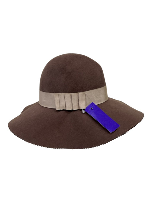 Lola Hats Brown Wool Ribbon Detail Solid Floppy Fedora Hat Brown / M