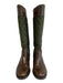Tory Burch Shoe Size 10 Brown & Green Leather & Fabric Quilted Pull On Boots Brown & Green / 10