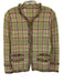 St John Size M Green, Pink, Black Wool Blend Knit Plaid Fringe Zip Cardigan Green, Pink, Black / M