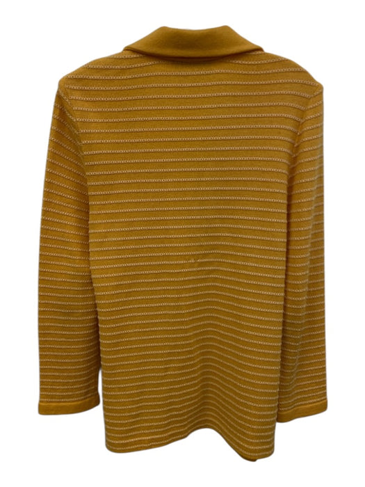 St John Collection Size 8 Yellow & Cream Wool Blend Knit Stripe Lapel Cardigan Yellow & Cream / 8