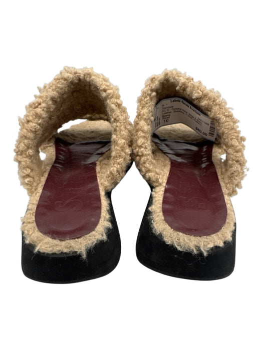 Staud Shoe Size 10 Beige & Black Leather Shearling 2 Strap Platform Sandals Beige & Black / 10