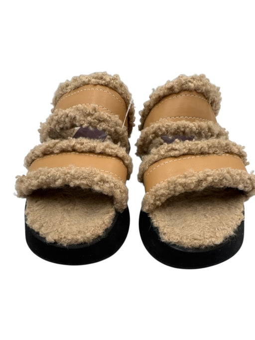 Staud Shoe Size 10 Beige & Black Leather Shearling 2 Strap Platform Sandals Beige & Black / 10