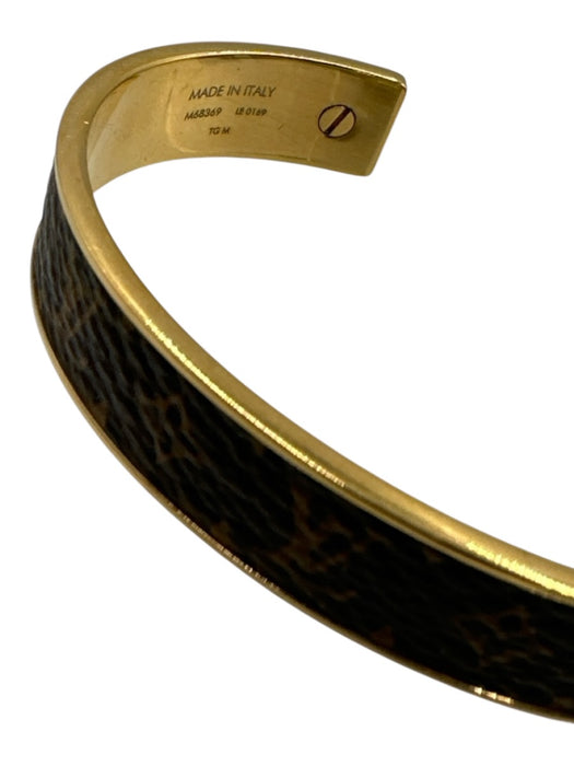 Louis Vuitton Brown Coated Canvas gold tone metal Monogram Cuff Bracelet Brown