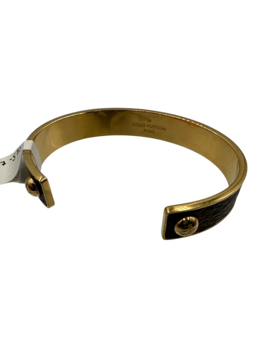 Louis Vuitton Brown Coated Canvas gold tone metal Monogram Cuff Bracelet Brown