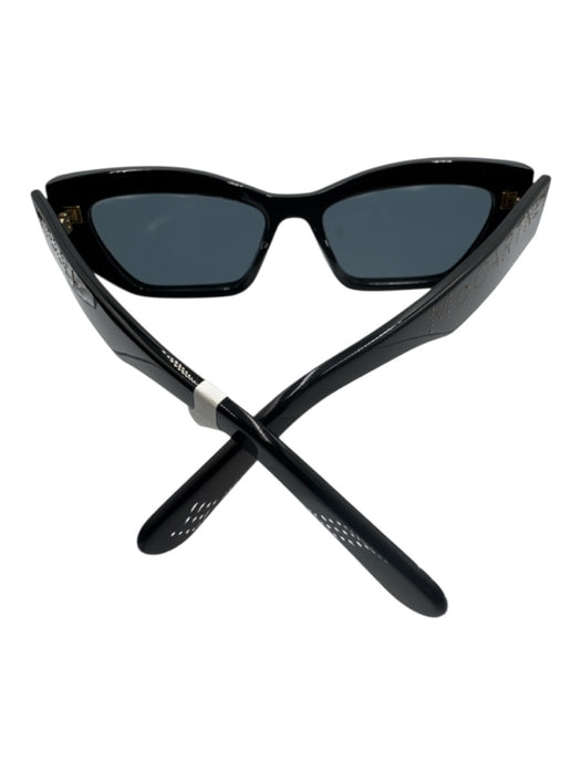 Stella McCartney Black Acetate Cat Eye Rectangle Tinted Lens Slim Sunglasses Black