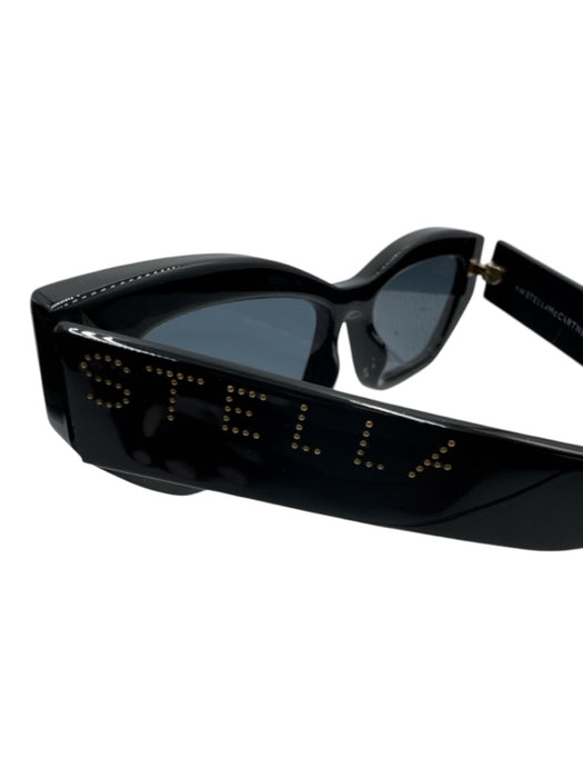 Stella McCartney Black Acetate Cat Eye Rectangle Tinted Lens Slim Sunglasses Black