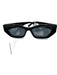 Stella McCartney Black Acetate Cat Eye Rectangle Tinted Lens Slim Sunglasses Black