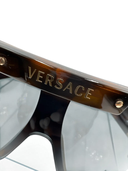 Versace Brown & Black Acetate Tortoiseshell Shield Logo Sunglasses Brown & Black