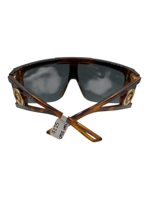 Versace Brown & Black Acetate Tortoiseshell Shield Logo Sunglasses Brown & Black