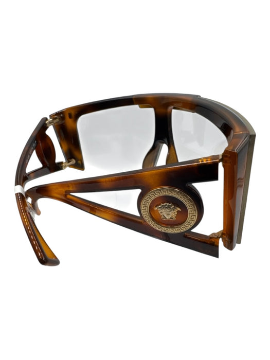 Versace Brown & Black Acetate Tortoiseshell Shield Logo Sunglasses Brown & Black