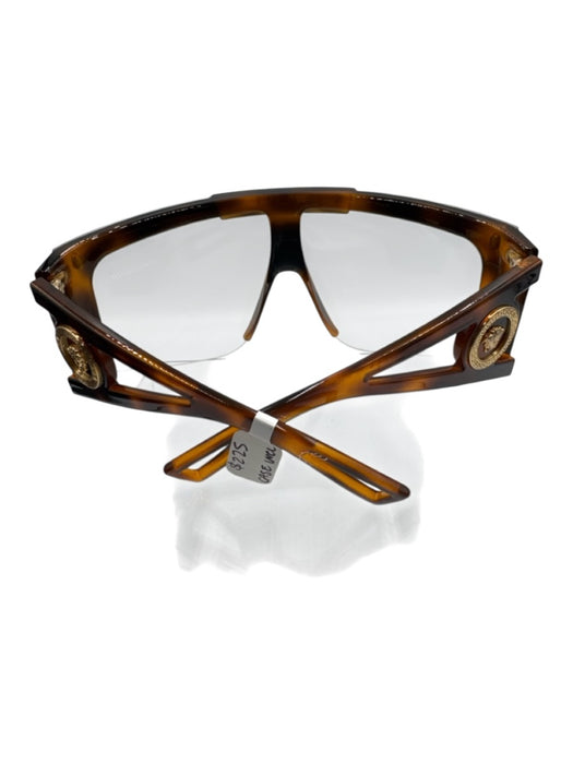 Versace Brown & Black Acetate Tortoiseshell Shield Logo Sunglasses Brown & Black