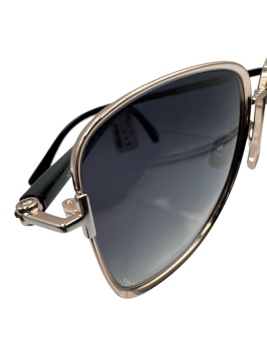 Tom Ford Gold Tone & Black Metal Rounded Square Logo Detail Polarized Sunglasses Gold Tone & Black