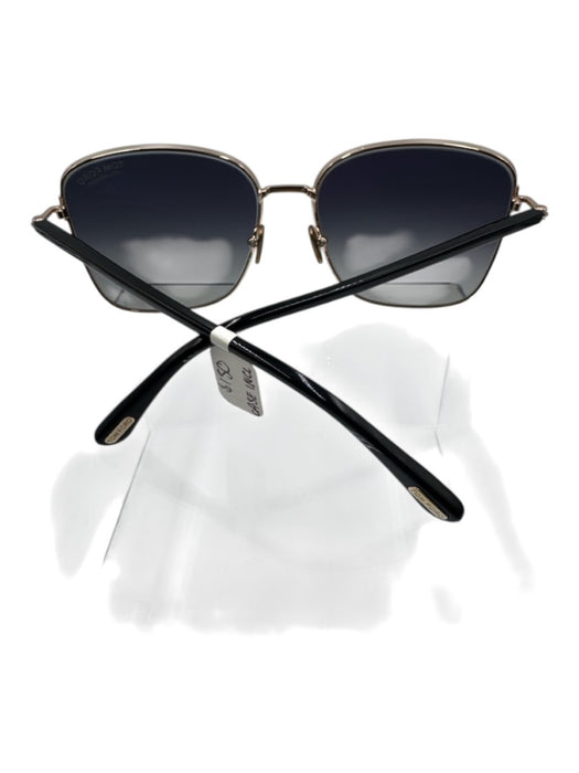 Tom Ford Gold Tone & Black Metal Rounded Square Logo Detail Polarized Sunglasses Gold Tone & Black