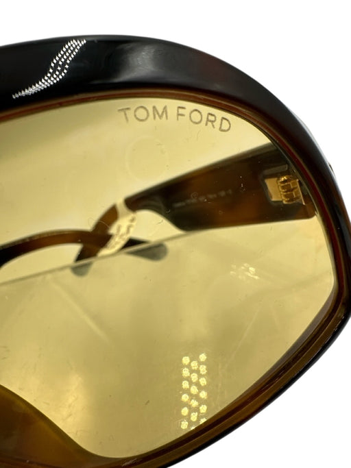 Tom Ford Brown & Yellow Acetate Tortoiseshell Shield Oversized Sunglasses Brown & Yellow