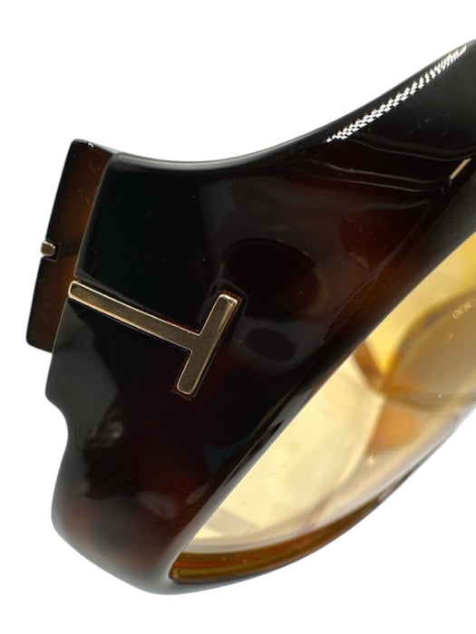 Tom Ford Brown & Yellow Acetate Tortoiseshell Shield Oversized Sunglasses Brown & Yellow