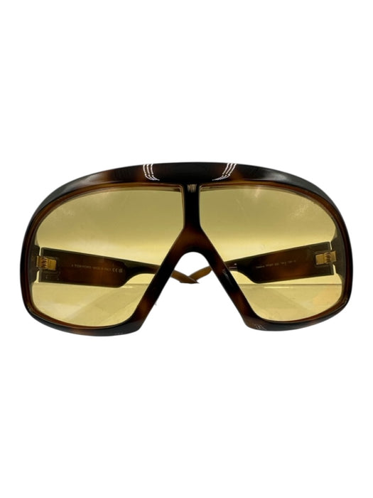 Tom Ford Brown & Yellow Acetate Tortoiseshell Shield Oversized Sunglasses Brown & Yellow