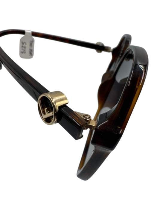 Fendi Brown Acetate Tortoiseshell Square Gradient Lens Logo Side Sunglasses Brown