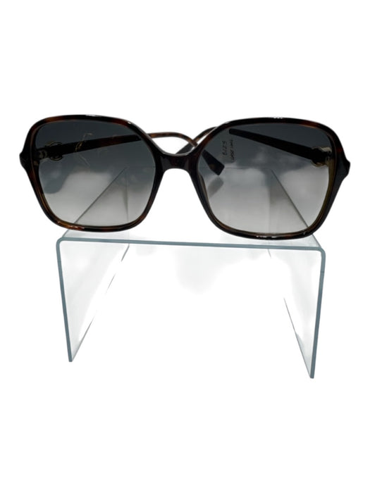 Fendi Brown Acetate Tortoiseshell Square Gradient Lens Logo Side Sunglasses Brown