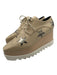 Stella McCartney Shoe Size 41 Beige & Silver Faux Leather Stars Platform Oxford Beige & Silver / 41