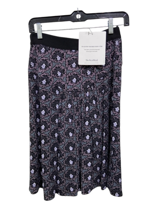 Prada Size 38 Black, Purple & Gray Viscose Blend Geometric Abstract Midi Skirt Black, Purple & Gray / 38