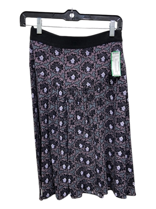 Prada Size 38 Black, Purple & Gray Viscose Blend Geometric Abstract Midi Skirt Black, Purple & Gray / 38