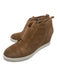 Linea Paolo Shoe Size 7.5 Camel Brown & White Suede Laser Cut Ankle Sneakers Camel Brown & White / 7.5