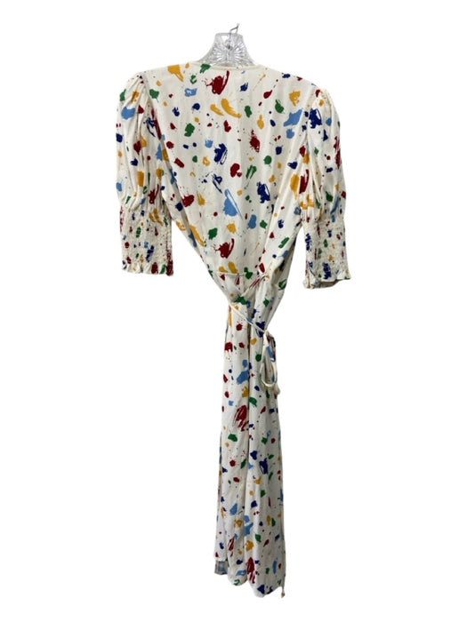 Reformation Size S Cream & Multi Viscose & Rayon Paint Splatter Wrap Maxi Dress Cream & Multi / S