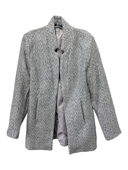 Vici Size M Gray & White Polyester Heathered Knit Open Front Coat Gray & White / M