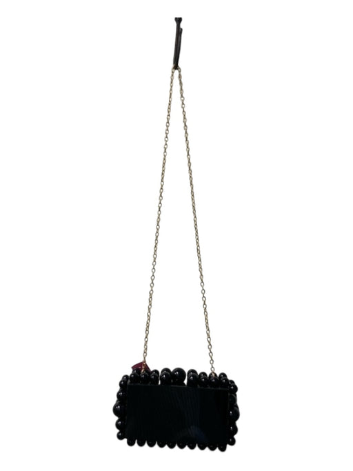 No Brand Black Acrylic Lacquer Rectangle Balls Chain Bag Black / Small