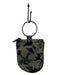 Kim White Olive, Gray & Black Leather Silver Rings Camoflage Top Zip Wristlet Olive, Gray & Black / Small