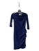 Chiara Boni Size 42 Navy Polymide Blend Wide Neck Chest Cut Out 3/4 Sleeve Dress Navy / 42