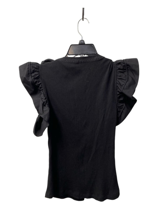 Ulla Johnson Size Est Small Black No Fabric Tag Sleeveless Ruffles V Neck Top Black / Est Small