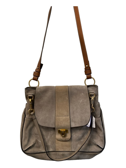 Chloe Gray & Taupe Suede Gold hardware Crossbody Flap Bag Gray & Taupe / Medium