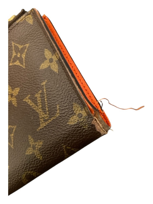 Louis Vuitton Brown Print Coated Canvas Monogram Snap 2 Pocket Zipper Wallets Brown Print