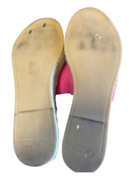 Miu Miu Shoe Size 39.5 Magenta & Tan Suede Grommet Detail Open Toe Slides Shoes Magenta & Tan / 39.5